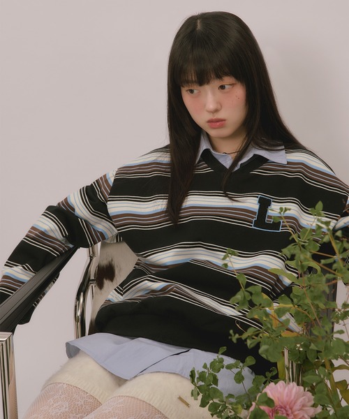 loin nuit(ロワンニュイ)の「knit collar logo sweat / ニットカラーロゴスウェット(スウェット・レディース・ブラック/ベージュ/ネイビー/ブラウン/ライトグレー/グレー・FREE)」の22枚目の写真