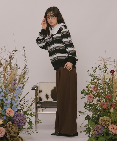 loin nuit(ロワンニュイ)の「knit collar logo sweat / ニットカラーロゴスウェット(スウェット・レディース・ブラック/ベージュ/ネイビー/ブラウン/ライトグレー/グレー・FREE)」の16枚目の写真