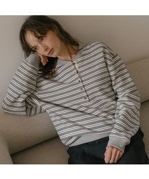 Stripe henry sweatshirt [TIFA06LT09]_Ivory