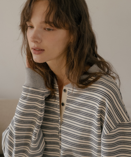 TILL I DIE（ティルアイダイ）の「Stripe henry sweatshirt [TIFA06LT09]_Ivory（スウェット・レディース・アイボリー・FREE）」の2枚目の写真