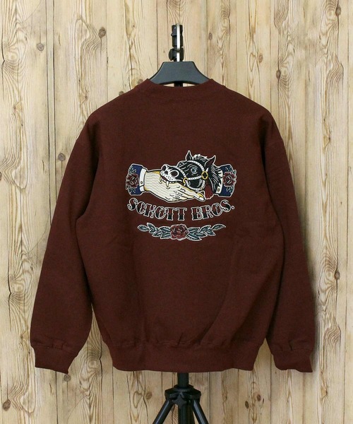 Schott(ショット)の「CREW SWEAT SHAKE HAND HORSE(スウェット・メンズ・ブラウン/グレー/ブラック・XL/XXL/M/L)」の3枚目の写真
