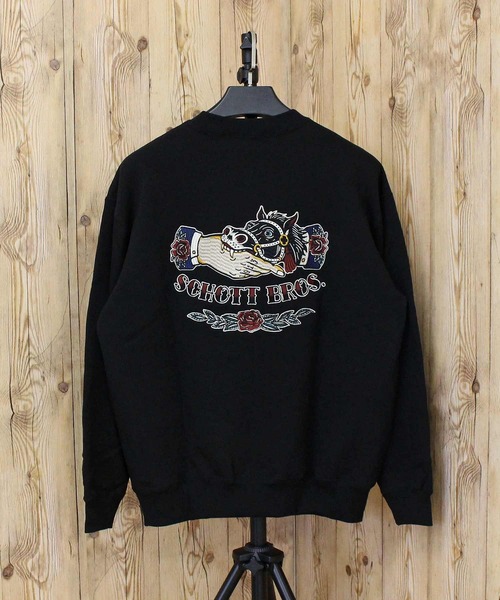 Schott(ショット)の「CREW SWEAT SHAKE HAND HORSE(スウェット・メンズ・ブラウン/グレー/ブラック・XL/XXL/M/L)」の4枚目の写真
