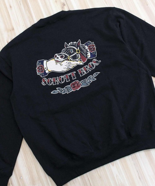 Schott(ショット)の「CREW SWEAT SHAKE HAND HORSE(スウェット・メンズ・ブラウン/グレー/ブラック・XL/XXL/M/L)」の6枚目の写真