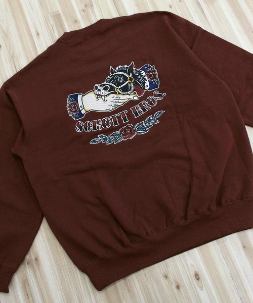 Schott(ショット)の「CREW SWEAT SHAKE HAND HORSE(スウェット・メンズ・ブラウン/グレー/ブラック・XL/XXL/M/L)」の14枚目の写真