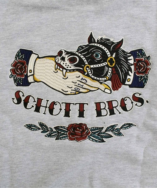 Schott(ショット)の「CREW SWEAT SHAKE HAND HORSE(スウェット・メンズ・ブラウン/グレー/ブラック・XL/XXL/M/L)」の20枚目の写真