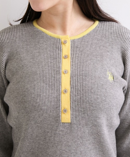 U.S. POLO ASSN.(ユーエスポロアッスン)の「【U.S. POLO ASSN. 】別注/配色ヘンリーニット(ニット/セーター・レディース・ブラウン/ネイビー/グレー・FREE)」の18枚目の写真