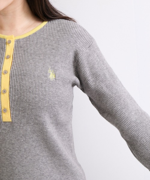U.S. POLO ASSN.(ユーエスポロアッスン)の「【U.S. POLO ASSN. 】別注/配色ヘンリーニット(ニット/セーター・レディース・ブラウン/ネイビー/グレー・FREE)」の19枚目の写真