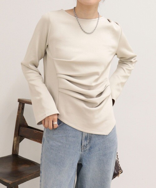 fredy emue(フレディエミュ)の「アシメデザインポンチブラウス(Tシャツ/カットソー・レディース・アイボリー/ボルドー/チャコールグレー/ベージュ・38)」の20枚目の写真