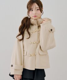 ファー付ダッフルショートコート