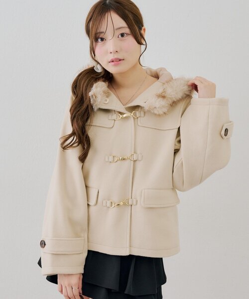 Another Branch olive des olive(アナザーブランチオリーブデオリーブ)の「ファー付ダッフルショートコート(ダッフルコート・レディース・アイボリー/ボルドー/ネイビー・FREE)」の13枚目の写真