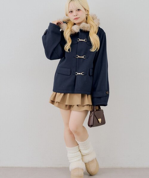 Another Branch olive des olive(アナザーブランチオリーブデオリーブ)の「ファー付ダッフルショートコート(ダッフルコート・レディース・アイボリー/ボルドー/ネイビー・FREE)」の18枚目の写真