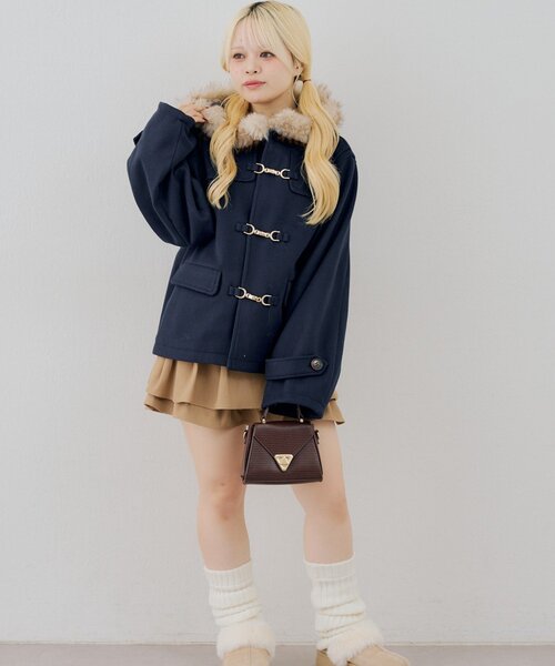 Another Branch olive des olive(アナザーブランチオリーブデオリーブ)の「ファー付ダッフルショートコート(ダッフルコート・レディース・アイボリー/ボルドー/ネイビー・FREE)」の19枚目の写真
