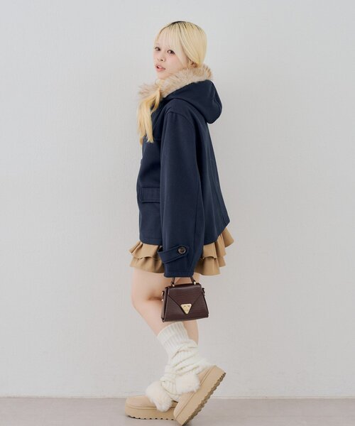 Another Branch olive des olive(アナザーブランチオリーブデオリーブ)の「ファー付ダッフルショートコート(ダッフルコート・レディース・アイボリー/ボルドー/ネイビー・FREE)」の20枚目の写真