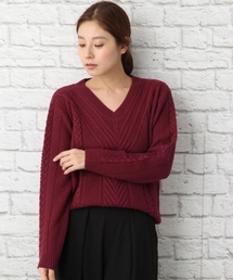 LEPSIM | 5GケーブルVネックプルオーバー　733098(ニット/セーター)