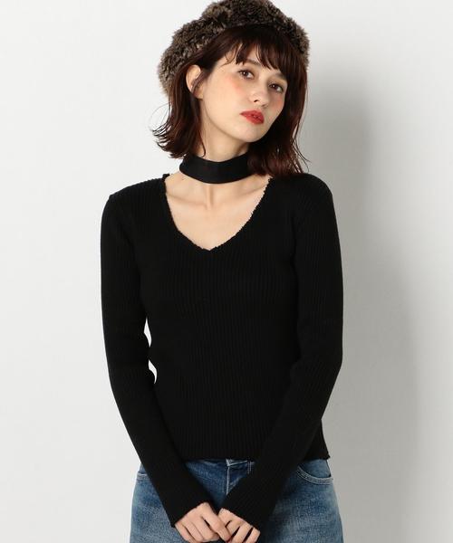 Another Edition(アナザーエディション)の「タチキリVネックロングスリーブプルオーバー/ AEBFC タチキリ V/N LSL PO◆(Tシャツ/カットソー・レディース・ホワイト/ブラック・FREE)」の2枚目の写真