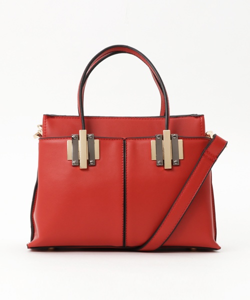 PLAIN CLOTHING（プレーンクロージング）の「フェイクレザーハンドバッグ/ショルダーバッグ【PLAIN CLOTHING】（ショルダーバッグ・レディース・レッド/キャメル/グレー/ネイビー/ブラック・FREE）」の6枚目の写真