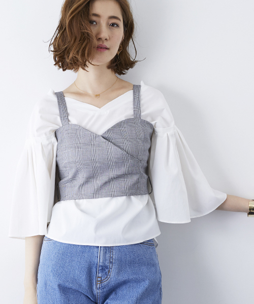 STUDIOUS(ステュディオス)の「STUDIOUS ラケットリボンビスチェ(キャミソール・レディース・ブラック/マルチ/マスタード・FREE)」の3枚目の写真