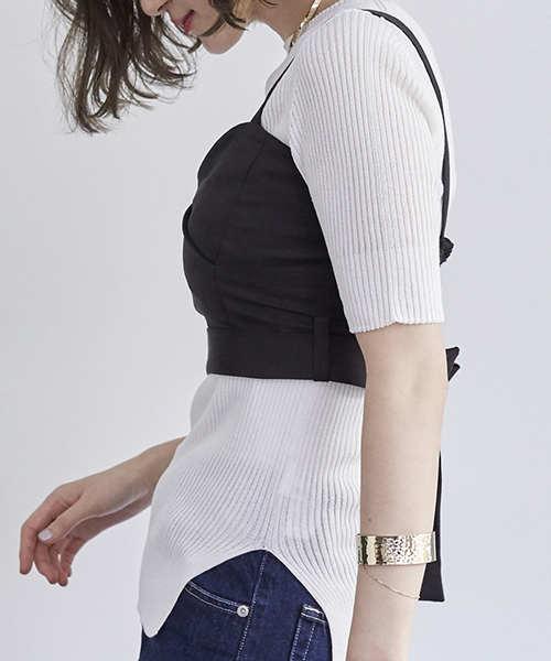 STUDIOUS(ステュディオス)の「STUDIOUS ラケットリボンビスチェ(キャミソール・レディース・ブラック/マルチ/マスタード・FREE)」の5枚目の写真