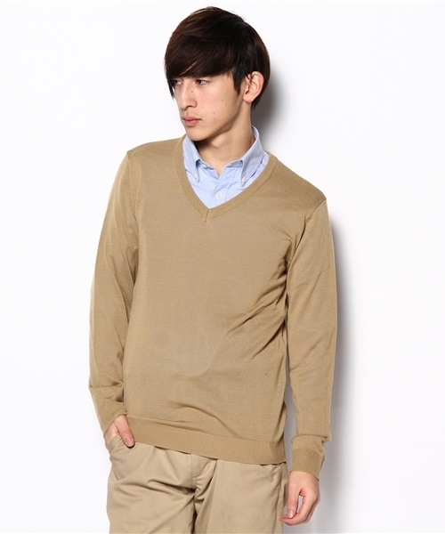 WEGO（ウィゴー）の「ACベーシックLSVネックニット（ニット/セーター・メンズ・ブラック/グレイッシュベージュ/ネイビー/ワイン/その他1・MEDIUM/LARGE）」の3枚目の写真