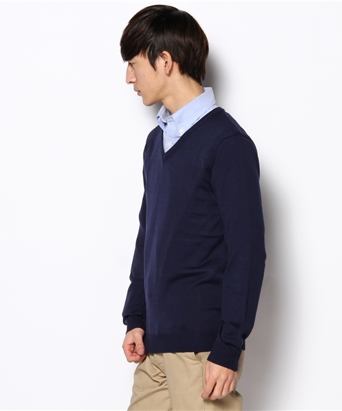 WEGO（ウィゴー）の「ACベーシックLSVネックニット（ニット/セーター・メンズ・ブラック/グレイッシュベージュ/ネイビー/ワイン/その他1・MEDIUM/LARGE）」の6枚目の写真