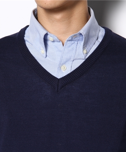 WEGO（ウィゴー）の「ACベーシックLSVネックニット（ニット/セーター・メンズ・ブラック/グレイッシュベージュ/ネイビー/ワイン/その他1・MEDIUM/LARGE）」の8枚目の写真