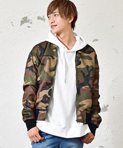 MinoriTY(マイノリティ)の「ナイロンMA-1ジャケット(MA-1・メンズ・ブラック/ネイビー/カーキ/カモフラージュ/レッド・M/L/XL)」の5枚目の写真