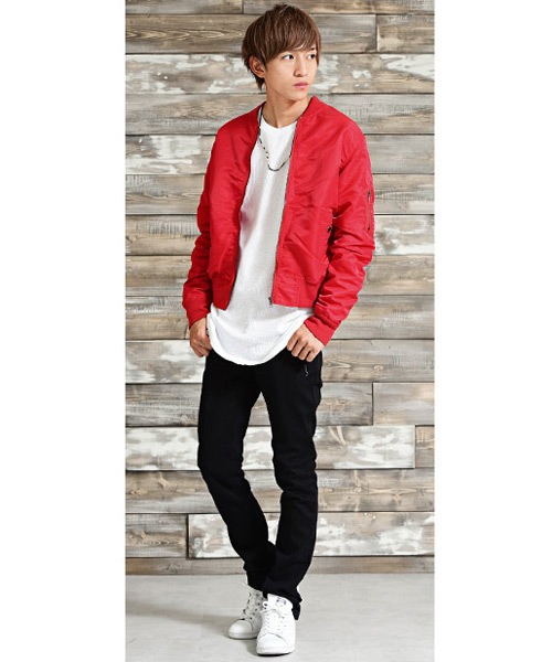 MinoriTY(マイノリティ)の「ナイロンMA-1ジャケット(MA-1・メンズ・ブラック/ネイビー/カーキ/カモフラージュ/レッド・M/L/XL)」の9枚目の写真