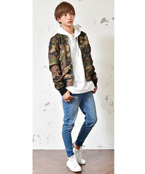 MinoriTY(マイノリティ)の「ナイロンMA-1ジャケット(MA-1・メンズ・ブラック/ネイビー/カーキ/カモフラージュ/レッド・M/L/XL)」の10枚目の写真