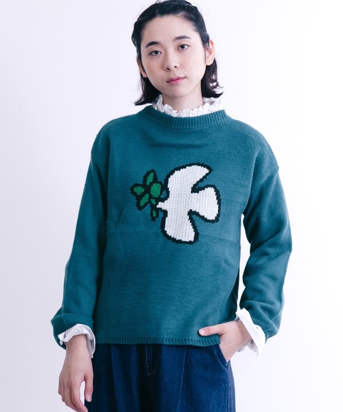 MERLOT（メルロー）の「ハトとオリーブ柄ニットプルオーバー2350