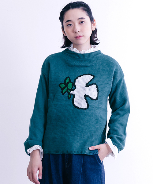 MERLOT（メルロー）の「ハトとオリーブ柄ニットプルオーバー2350