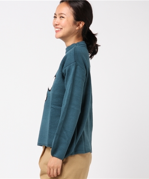 MERLOT（メルロー）の「ハトとオリーブ柄ニットプルオーバー2350（ニット/セーター・レディース・ブルーグリーン/キャメル/チェリーピンク・FREE）」の6枚目の写真