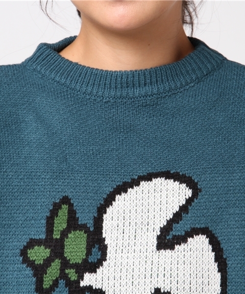 MERLOT（メルロー）の「ハトとオリーブ柄ニットプルオーバー2350（ニット/セーター・レディース・ブルーグリーン/キャメル/チェリーピンク・FREE）」の7枚目の写真