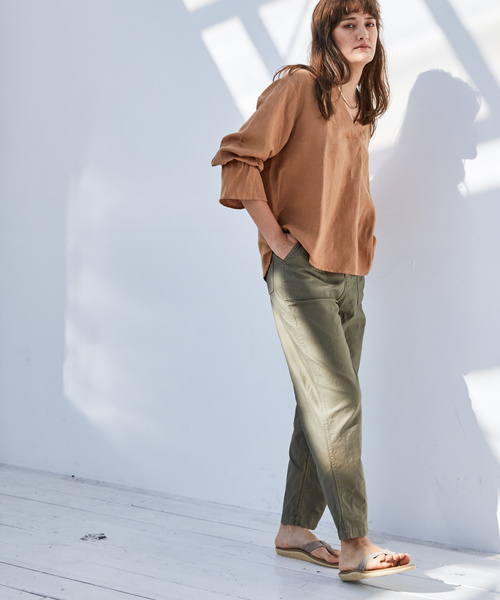 CIAOPANIC(チャオパニック)の「リネンテンセルブラウス(シャツ/ブラウス・レディース・ホワイト/ベージュ/ピンク/モスグリーン・FREE)」の7枚目の写真