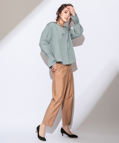 CIAOPANIC(チャオパニック)の「リネンテンセルブラウス(シャツ/ブラウス・レディース・ホワイト/ベージュ/ピンク/モスグリーン・FREE)」の9枚目の写真