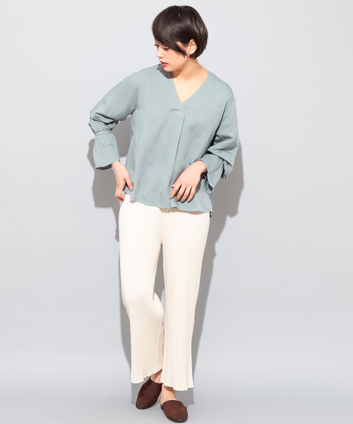 CIAOPANIC(チャオパニック)の「リネンテンセルブラウス(シャツ/ブラウス・レディース・ホワイト/ベージュ/ピンク/モスグリーン・FREE)」の10枚目の写真