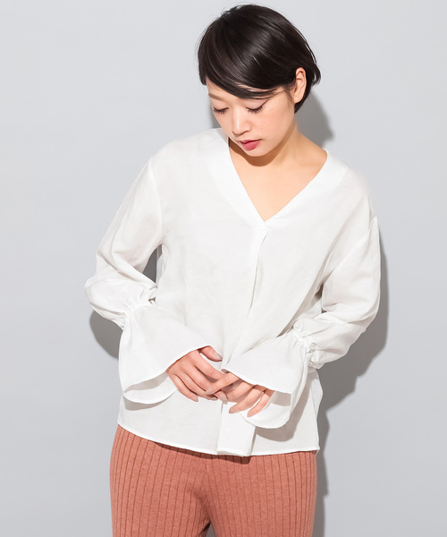 CIAOPANIC(チャオパニック)の「リネンテンセルブラウス(シャツ/ブラウス・レディース・ホワイト/ベージュ/ピンク/モスグリーン・FREE)」の13枚目の写真