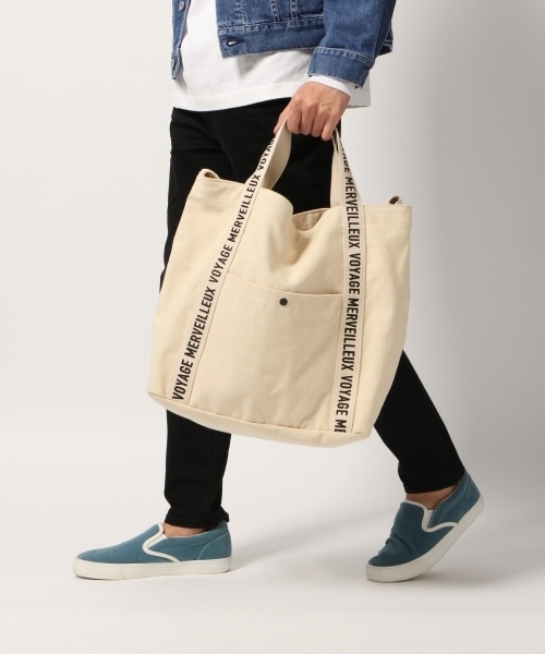 GLOBAL WORK（グローバルワーク）の「CVS2WAYトート/785050（トートバッグ・メンズ・カーキ/ホワイト/ブラック・FREE）」の2枚目の写真