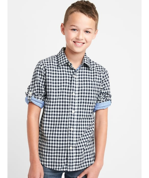 GAP（ギャップ）の「Gap 二重織りコンバーチブルシャツ（シャツ/ブラウス・キッズ・オレンジ系その他/ネイビー・130cm/160cm/120cm/150cm/110cm/140cm）」の2枚目の写真