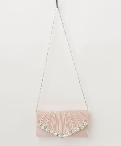 STYLEBLOCK(スタイルブロック)の「プリーツ&大きいパールパーティークラッチバッグ(クラッチバッグ・レディース・ブラック/シルバー/オフホワイト/シャンパン/ピンク/ネイビー/ワイン・FREE)」の4枚目の写真