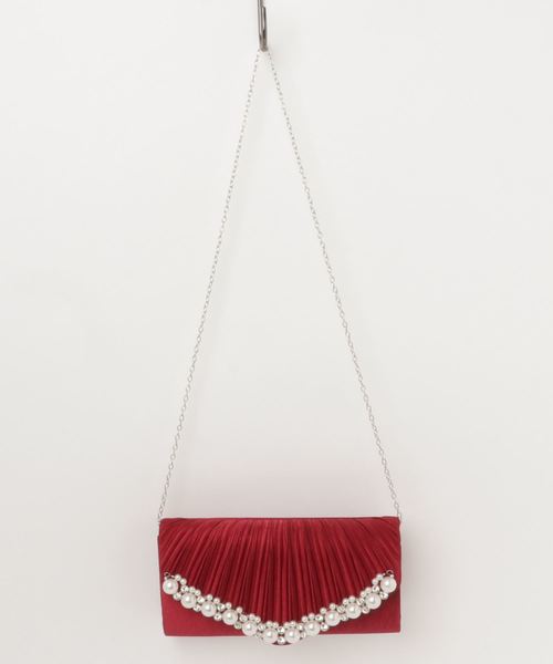 STYLEBLOCK(スタイルブロック)の「プリーツ&大きいパールパーティークラッチバッグ(クラッチバッグ・レディース・ブラック/シルバー/オフホワイト/シャンパン/ピンク/ネイビー/ワイン・FREE)」の5枚目の写真