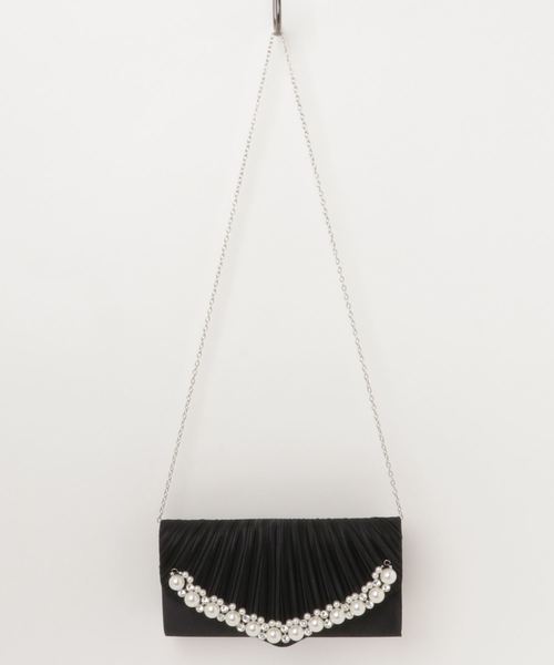 STYLEBLOCK(スタイルブロック)の「プリーツ&大きいパールパーティークラッチバッグ(クラッチバッグ・レディース・ブラック/シルバー/オフホワイト/シャンパン/ピンク/ネイビー/ワイン・FREE)」の3枚目の写真