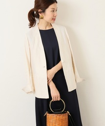 IENA | French Linen Vネックジャケット◆(ノーカラージャケット)