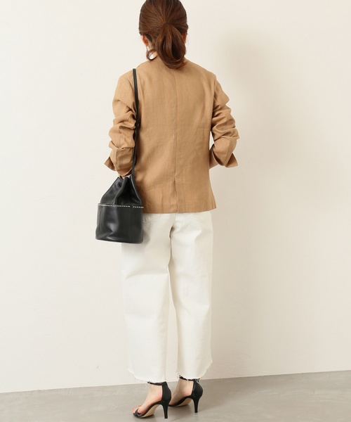 セール】French Linen Vネックジャケット◇（ノーカラー