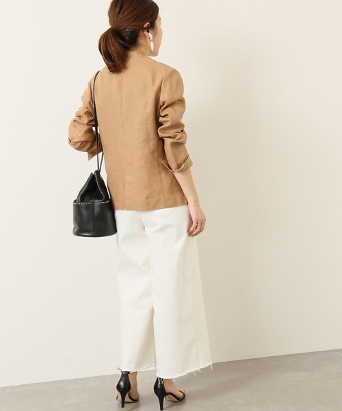 セール】French Linen Vネックジャケット◇（ノーカラー