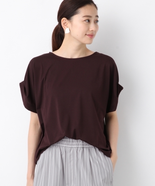 LEPSIM(レプシィム)の「フハクライクタックスリーブプルオーバーSS 799225(Tシャツ/カットソー・レディース・ブラック/ダークブラウン/オフホワイト/グレイッシュベージュ・FREE)」の3枚目の写真