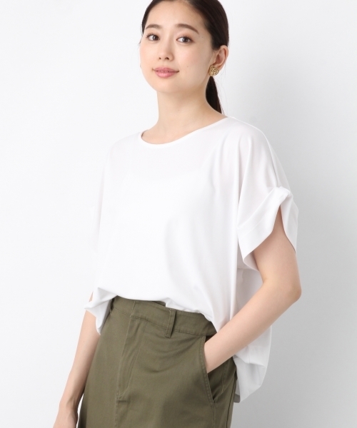 LEPSIM(レプシィム)の「フハクライクタックスリーブプルオーバーSS 799225(Tシャツ/カットソー・レディース・ブラック/ダークブラウン/オフホワイト/グレイッシュベージュ・FREE)」の2枚目の写真