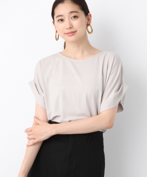 LEPSIM(レプシィム)の「フハクライクタックスリーブプルオーバーSS 799225(Tシャツ/カットソー・レディース・ブラック/ダークブラウン/オフホワイト/グレイッシュベージュ・FREE)」の4枚目の写真