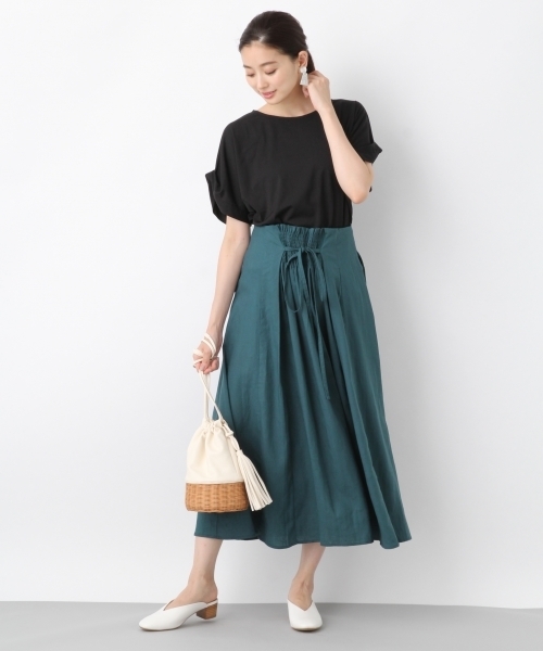 LEPSIM(レプシィム)の「フハクライクタックスリーブプルオーバーSS 799225(Tシャツ/カットソー・レディース・ブラック/ダークブラウン/オフホワイト/グレイッシュベージュ・FREE)」の7枚目の写真