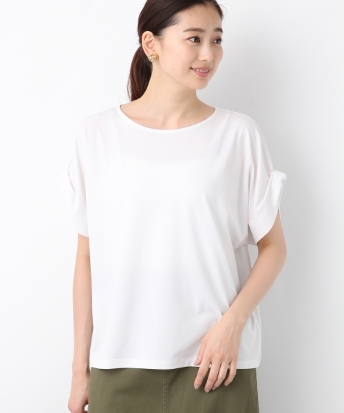 LEPSIM(レプシィム)の「フハクライクタックスリーブプルオーバーSS 799225(Tシャツ/カットソー・レディース・ブラック/ダークブラウン/オフホワイト/グレイッシュベージュ・FREE)」の14枚目の写真