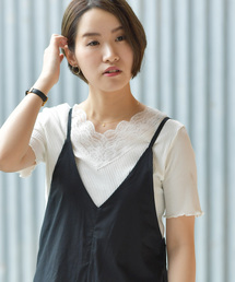 rps | スカラップレースＶネック半袖プルオーバー(Tシャツ/カットソー)